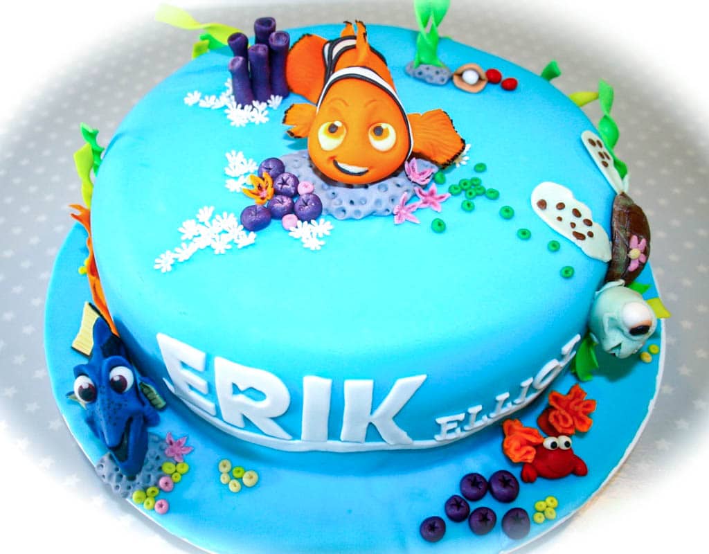 fondantkager, marcipankager, smørcreme, find nemo kage